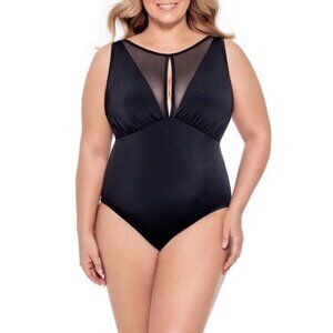 Black one piece plus size swim suit